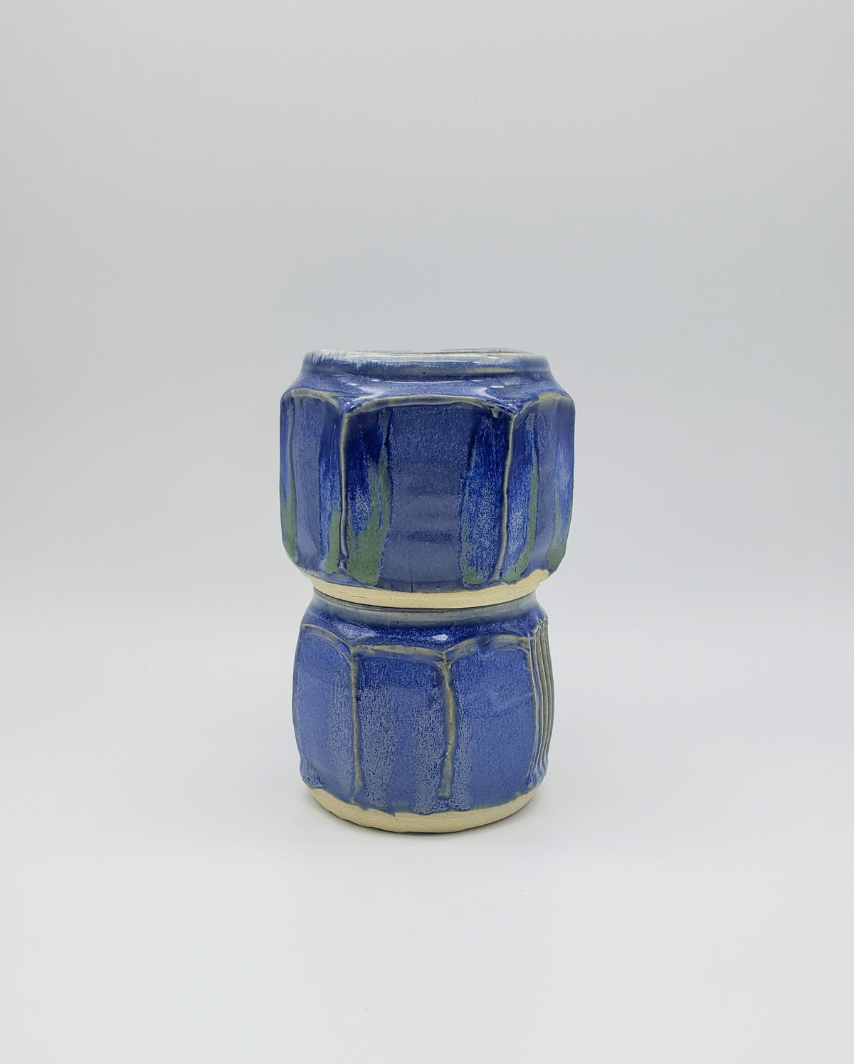 Wheel Thrown Faceted Floating Blue Soy Candle